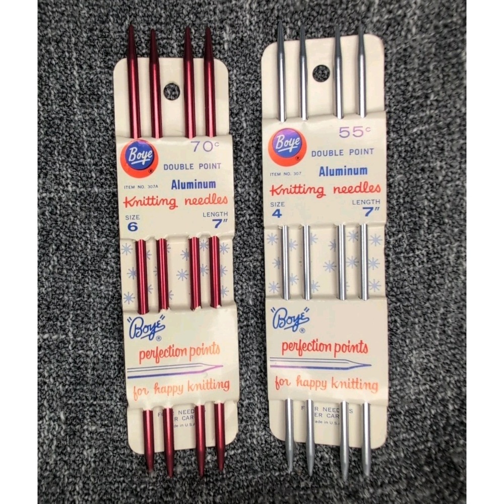 Vtg Boye aluminum knitting‎ needle lot 7" length NEW old stock Size 4 & 6